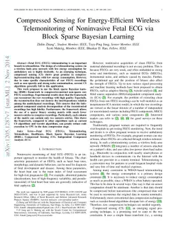Compressed Sensing for Energy-Efficient Wireless Telemonitoring of
  Noninvasive Fetal ECG via Block Sparse Bayesian Learning