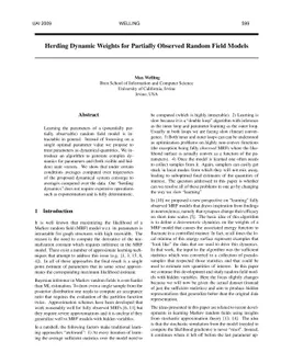 Herding Dynamic Weights for Partially Observed Random Field Models