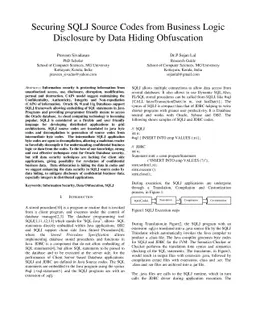 Securing SQLJ Source Codes from Business Logic Disclosure by Data Hiding
  Obfuscation
