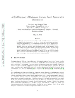 A Brief Summary of Dictionary Learning Based Approach for Classification
  (revised)