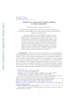 Statistical analysis of factor models of high dimension