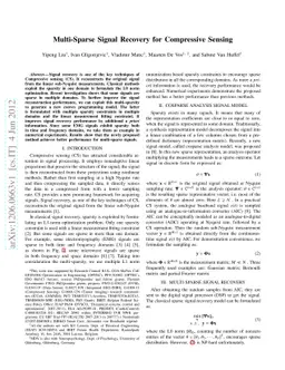 Multi-Sparse Signal Recovery for Compressive Sensing
