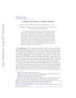 Uniform fractional factorial designs