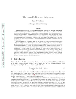 The Lasso Problem and Uniqueness