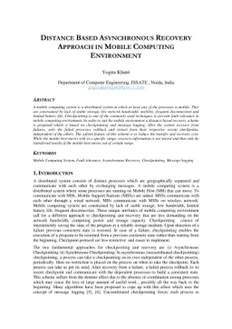 Distance Based Asynchronous Recovery Approach in Mobile Computing
  Environment