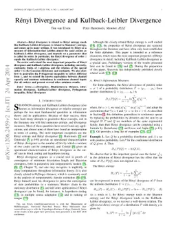 Rényi Divergence and Kullback-Leibler Divergence