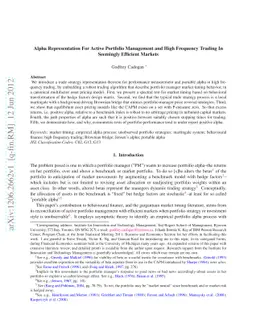 Alpha Representation For Active Portfolio Management and High Frequency
  Trading In Seemingly Efficient Markets