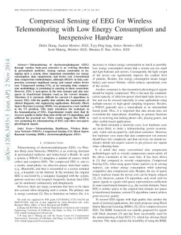 Compressed Sensing of EEG for Wireless Telemonitoring with Low Energy
  Consumption and Inexpensive Hardware