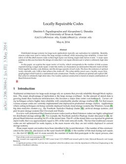 Locally Repairable Codes