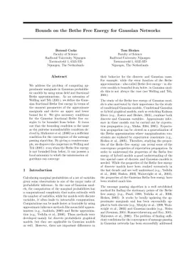 Bounds on the Bethe Free Energy for Gaussian Networks