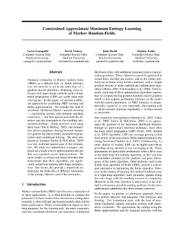 Constrained Approximate Maximum Entropy Learning of Markov Random Fields