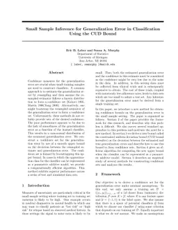 Small Sample Inference for Generalization Error in Classification Using
  the CUD Bound