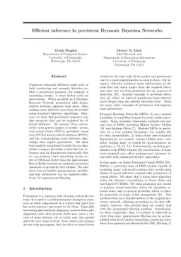 Efficient inference in persistent Dynamic Bayesian Networks