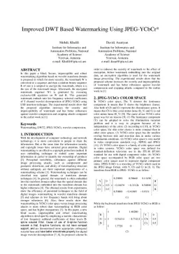 Improved DWT Based Watermarking Using JPEG-YCbCr