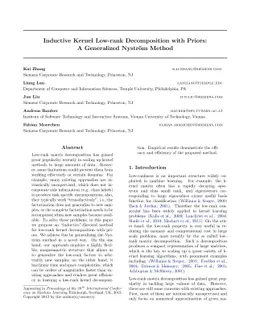 Inductive Kernel Low-rank Decomposition with Priors: A Generalized
  Nystrom Method
