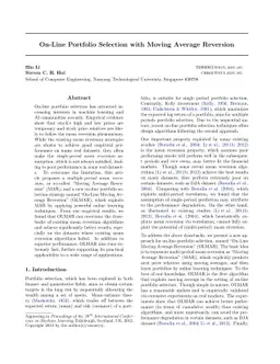 On-Line Portfolio Selection with Moving Average Reversion