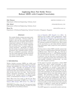Lightning Does Not Strike Twice: Robust MDPs with Coupled Uncertainty