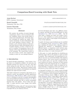 Comparison-Based Learning with Rank Nets