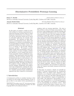 Discriminative Probabilistic Prototype Learning