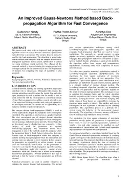 An Improved Gauss-Newtons Method based Back-propagation Algorithm for
  Fast Convergence