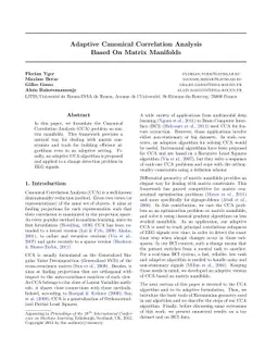 Adaptive Canonical Correlation Analysis Based On Matrix Manifolds