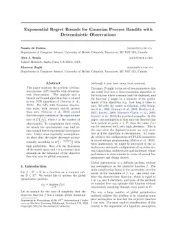 Exponential Regret Bounds for Gaussian Process Bandits with
  Deterministic Observations