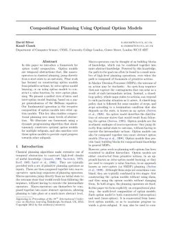 Compositional Planning Using Optimal Option Models