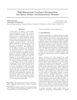 High-Dimensional Covariance Decomposition into Sparse Markov and
  Independence Domains