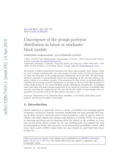 Convergence of the groups posterior distribution in latent or stochastic
  block models