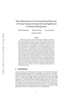 Data Minimisation in Communication Protocols: A Formal Analysis
  Framework and Application to Identity Management