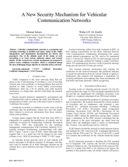A New Security Mechanism for Vehicular Communication Networks