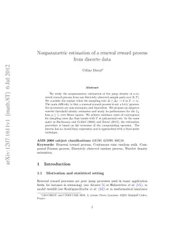 Nonparametric estimation of a renewal reward process from discrete data