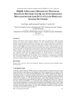 DQSB: A Reliable Broadcast Protocol Based on Distributed
  Quasi-Synchronized Mechanism for Low Duty-Cycled Wireless Sensor Networks
