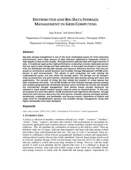Distributed and Big Data Storage Management in Grid Computing