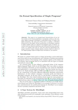 On Formal Specification of Maple Programs