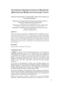 Automatic Segmentation of Manipuri (Meiteilon) Word into Syllabic Units
