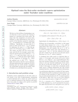Optimal rates for first-order stochastic convex optimization under
  Tsybakov noise condition