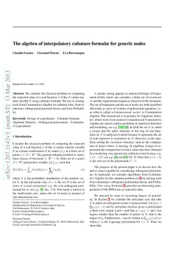 The algebra of interpolatory cubature formulae for generic nodes