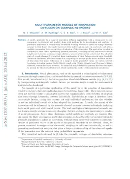 Multi-parameter models of innovation diffusion on complex networks