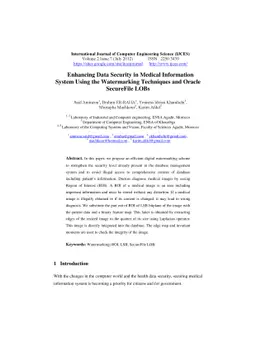 Enhancing Data Security in Medical Information System Using the
  Watermarking Techniques and Oracle SecureFile LOBs
