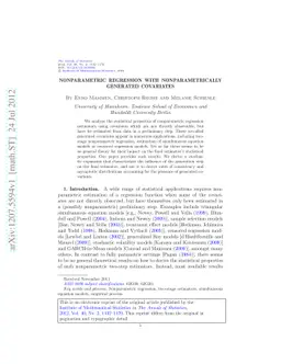 Nonparametric regression with nonparametrically generated covariates