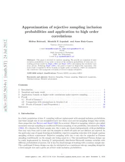 Approximation of rejective sampling inclusion probabilities and
  application to high order correlations