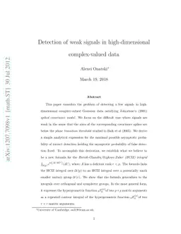 Detection of weak signals in high-dimensional complex-valued data