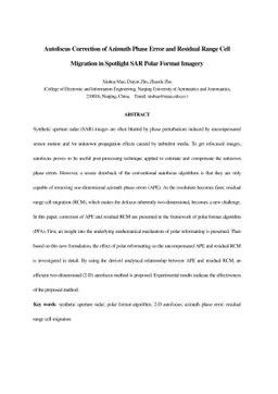 Autofocus Correction of Azimuth Phase Error and Residual Range Cell
  Migration in Spotlight SAR Polar Format Imagery