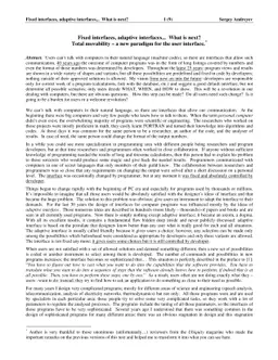 Fixed Interfaces, Adaptive Interfaces... What is next? Total movability
  - a new paradigm for the user interface