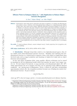 Efficient Point-to-Subspace Query in $\ell^1$ with Application to Robust
  Object Instance Recognition