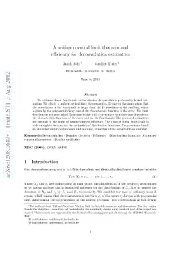 A uniform central limit theorem and efficiency for deconvolution
  estimators