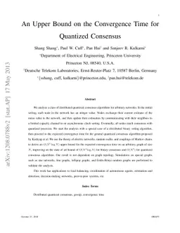 An Upper Bound on the Convergence Time for Quantized Consensus