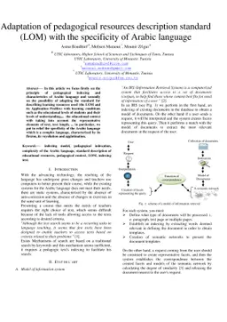 Adaptation of pedagogical resources description standard (LOM) with the
  specificity of Arabic language