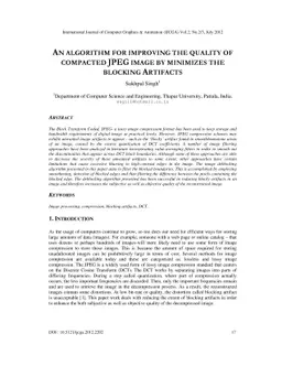 An algorithm for improving the quality of compacted JPEG image by
  minimizes the blocking artifacts